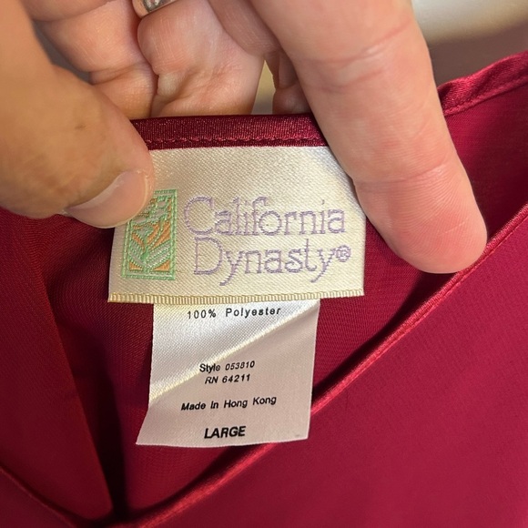 Y2K vintage California Dynasty Sz L Slip Mini Dress Sexy Red Floral Shiffon - Picture 8 of 10